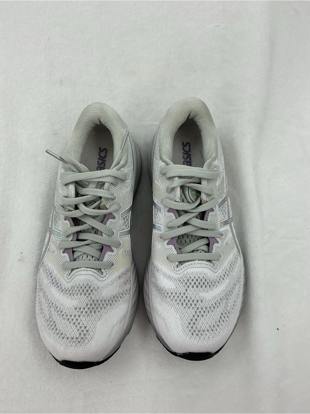 ASICS Light Gray and Lavender Mesh Running Shoes B 45